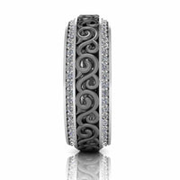 Art Deco Style Two Tone Sterling Silver Women's Band - JBR Jeweler