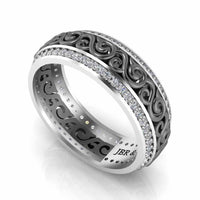 Art Deco Style Two Tone Sterling Silver Women's Band - JBR Jeweler