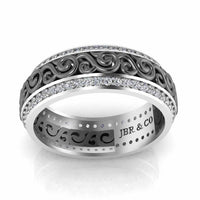 Art Deco Style Two Tone Sterling Silver Women's Band - JBR Jeweler