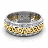 Art Deco Style Two Tone Sterling Silver Women's Band - JBR Jeweler