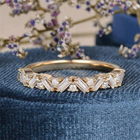 Art Deco Wedding Band Moissanite Wedding Stackable Band - JBR Jeweler