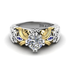 Art Nouveau Style Two Tone Sterling Silver Ring - JBR Jeweler