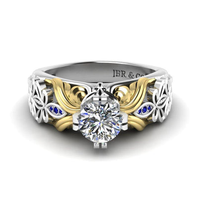 Art Nouveau Style Two Tone Sterling Silver Ring - JBR Jeweler