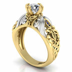 Art Nouveau Style Two Tone Sterling Silver Ring - JBR Jeweler