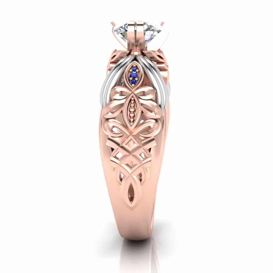 Art Nouveau Style Two Tone Sterling Silver Ring - JBR Jeweler