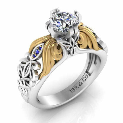 Art Nouveau Style Two Tone Sterling Silver Ring - JBR Jeweler