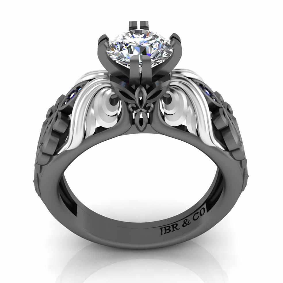 Art Nouveau Style Two Tone Sterling Silver Ring - JBR Jeweler