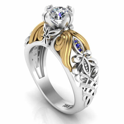 Art Nouveau Style Two Tone Sterling Silver Ring - JBR Jeweler