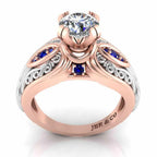 Art Nouveau Style Two Tone Sterling Silver Solitaire Ring - JBR Jeweler