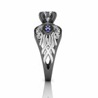 Art Nouveau Style Two Tone Sterling Silver Solitaire Ring - JBR Jeweler