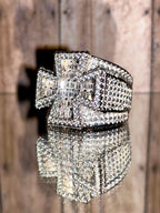 Baguette Cross Men's Ice out 5X layered Diamond Moissanite Designer Big Ring - JBR Jeweler