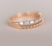 Baguette Cut Lab Grown Channel Set Beaded Wedding Band - JBR Jeweler