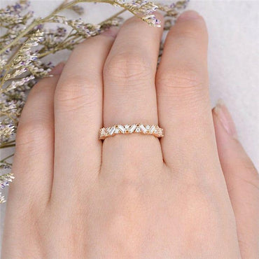 Baguette Cut Lab Grown Half Zigzag Wedding Band - JBR Jeweler