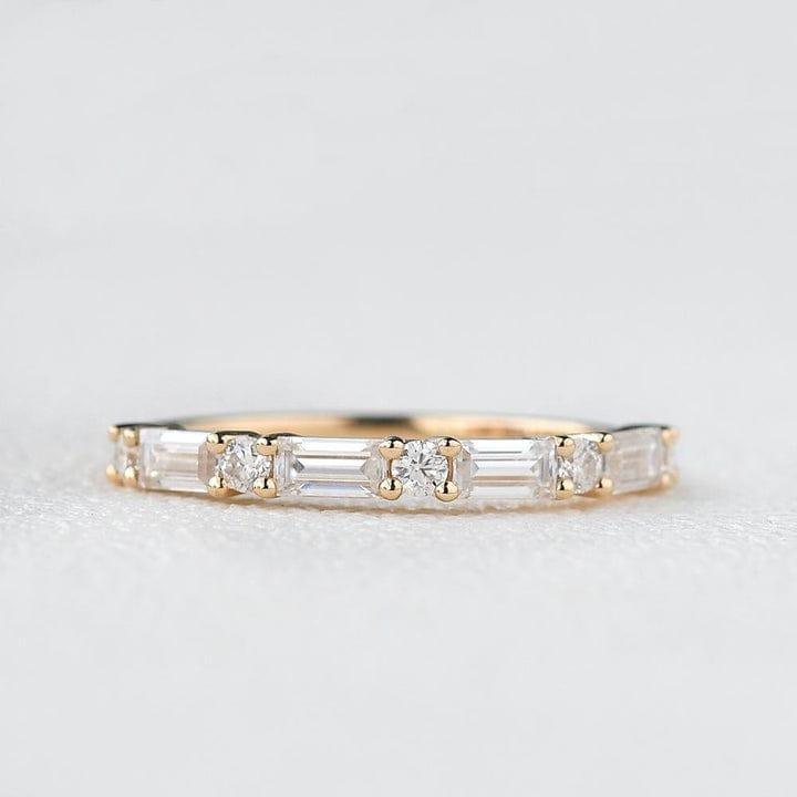 Baguette Cut Lab Grown Promise Wedding Band - JBR Jeweler