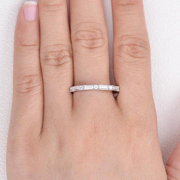 Baguette Cut Lab Grown Promise Wedding Band - JBR Jeweler