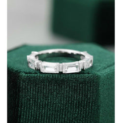Baguette Vintage Bar Set White Gold Unique Moissanite Band Promise Gift for Women - JBR Jeweler