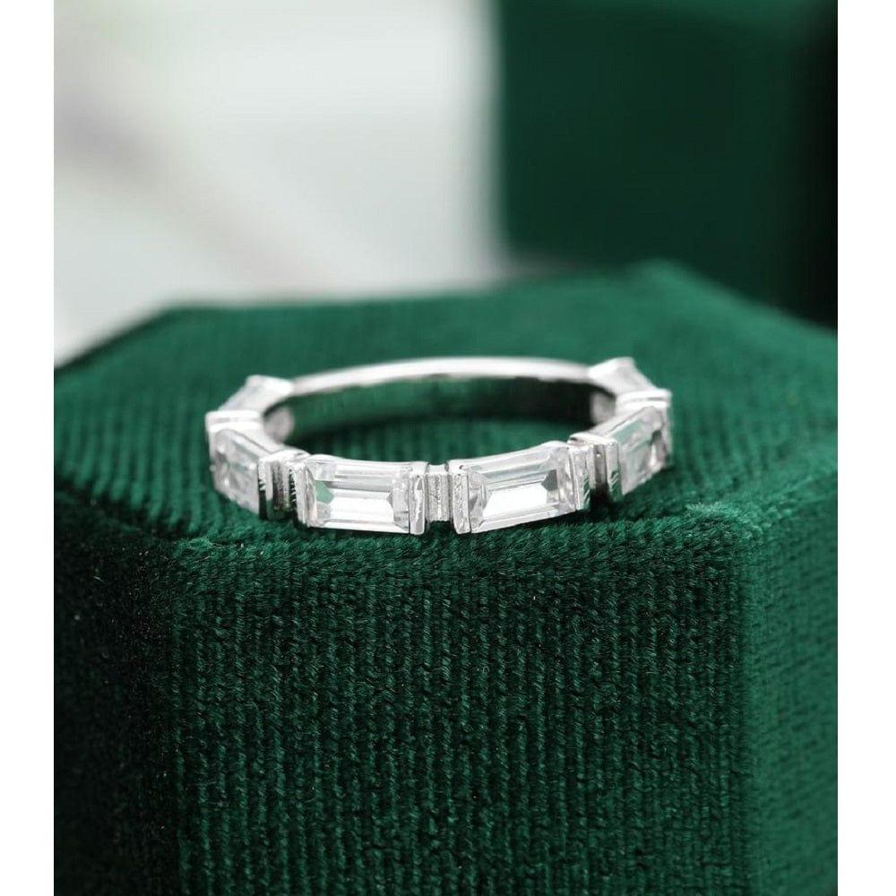 Baguette Vintage Bar Set White Gold Unique Moissanite Band Promise Gift for Women - JBR Jeweler