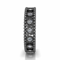 Bead Round Cut Sterling Silver Women's Band - JBR Jeweler