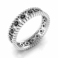 Bead Round Cut Sterling Silver Women's Band - JBR Jeweler