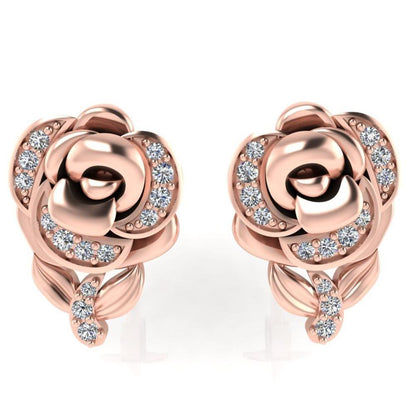 Belle Style Diamonds Rose Stud Earrings In Sterling Silver - JBR Jeweler