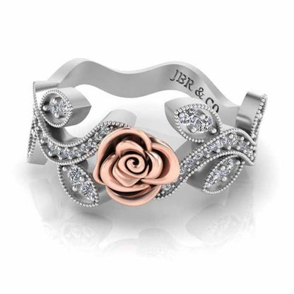 Belle Style Two Tone Rose Ring In Sterling Silver - JBR Jeweler