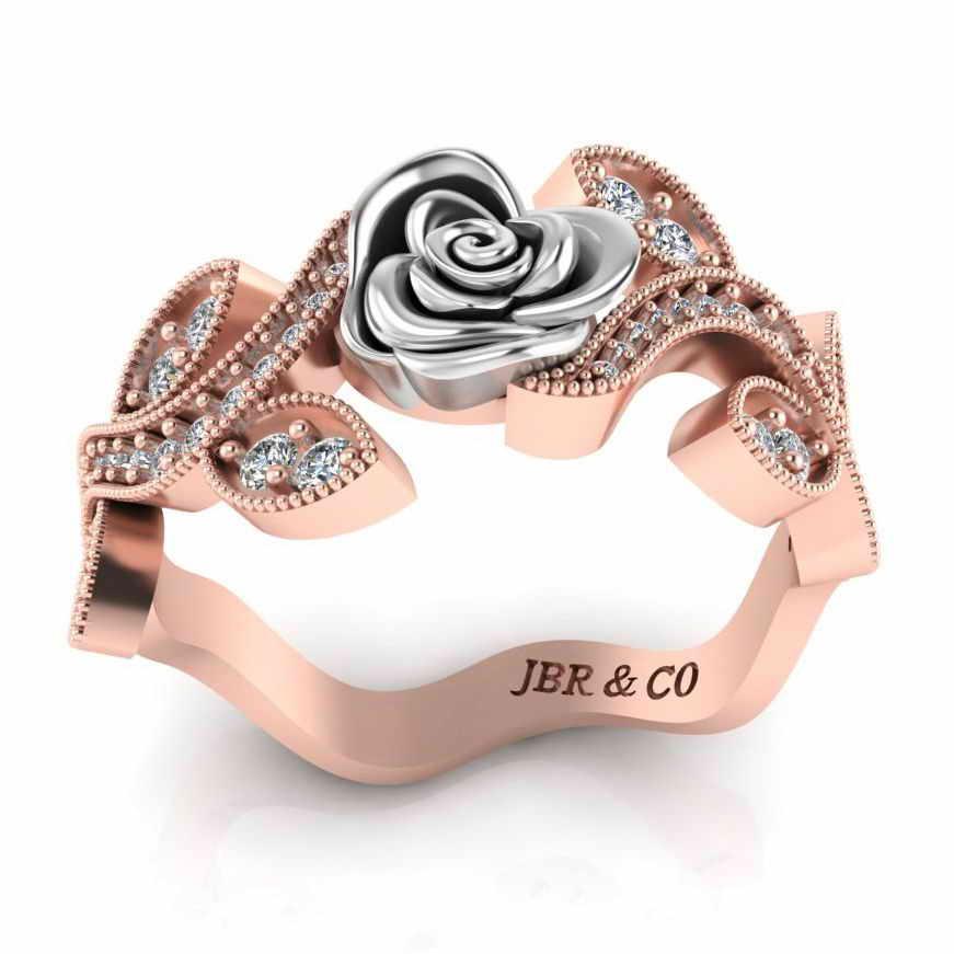 Belle Style Two Tone Rose Ring In Sterling Silver - JBR Jeweler