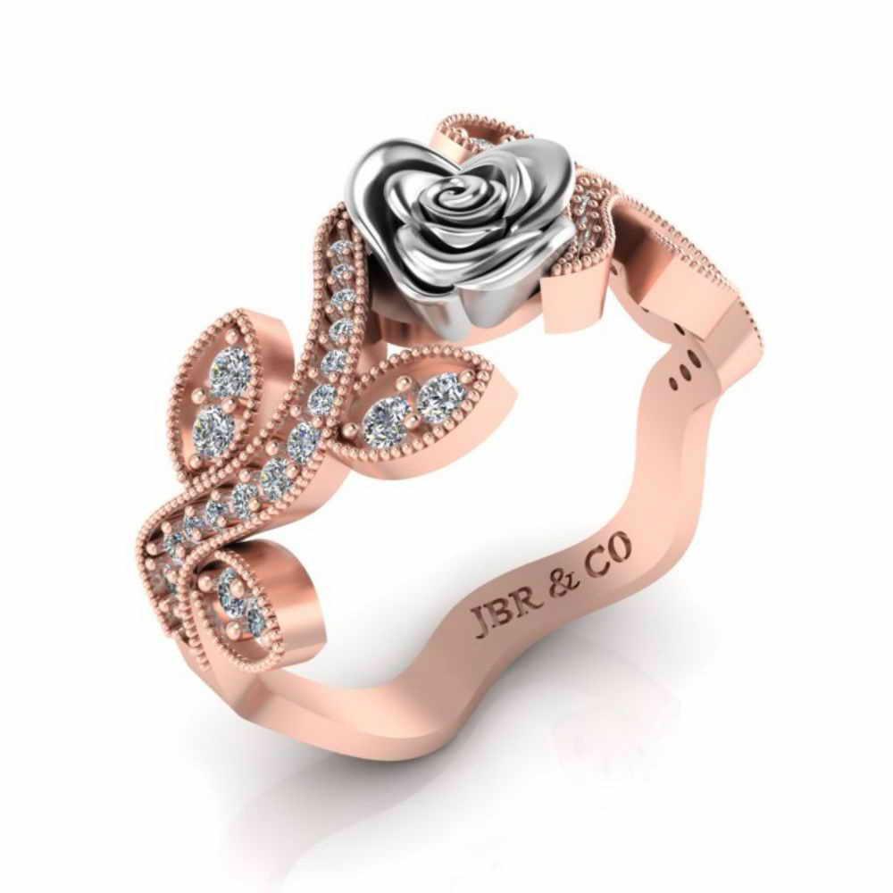 Belle Style Two Tone Rose Ring In Sterling Silver - JBR Jeweler