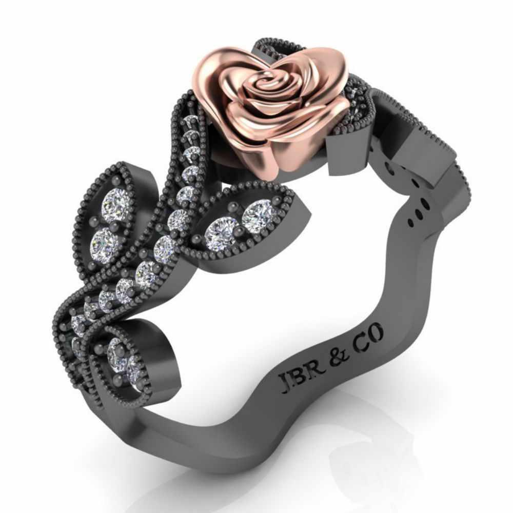 Belle Style Two Tone Rose Ring In Sterling Silver - JBR Jeweler