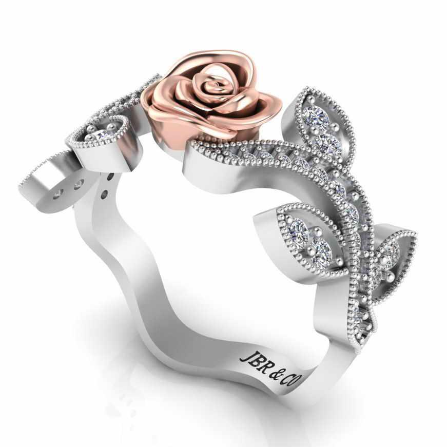 Belle Style Two Tone Rose Ring In Sterling Silver - JBR Jeweler