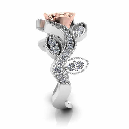 Belle Style Two Tone Rose Ring In Sterling Silver - JBR Jeweler