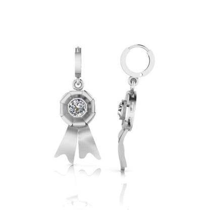 Bezel Set Awareness Ribbon Drop Earrings - JBR Jeweler