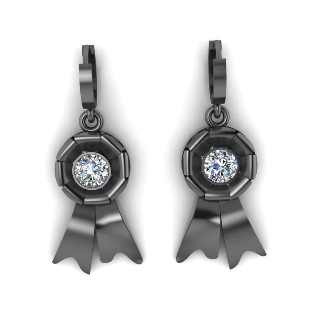 Bezel Set Awareness Ribbon Drop Earrings - JBR Jeweler