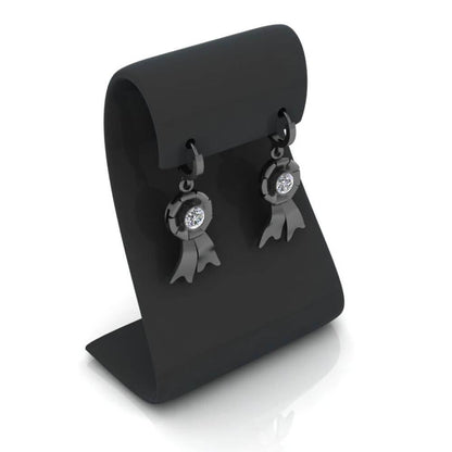 Bezel Set Awareness Ribbon Drop Earrings - JBR Jeweler