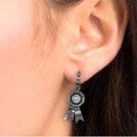 Bezel Set Awareness Ribbon Drop Earrings - JBR Jeweler