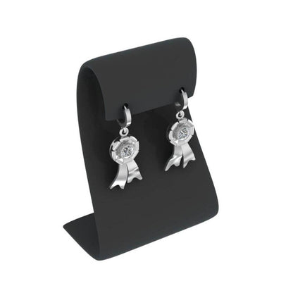 Bezel Set Awareness Ribbon Drop Earrings - JBR Jeweler