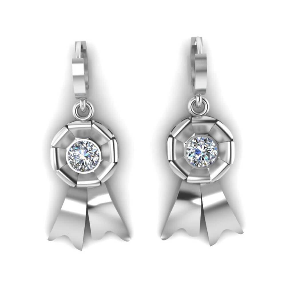 Bezel Set Awareness Ribbon Drop Earrings - JBR Jeweler