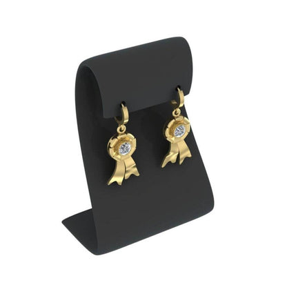 Bezel Set Awareness Ribbon Drop Earrings - JBR Jeweler