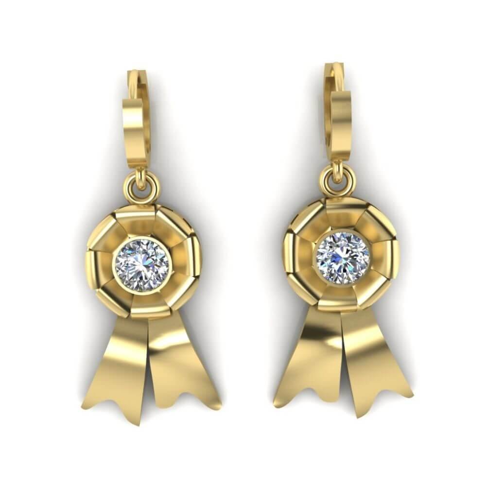 Bezel Set Awareness Ribbon Drop Earrings - JBR Jeweler