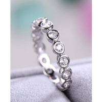 Bezel Set Moissanite Diamond White Gold Full Eternity Stacking Wedding Band - JBR Jeweler