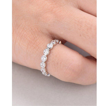 Bezel Set Moissanite Diamond White Gold Full Eternity Stacking Wedding Band - JBR Jeweler