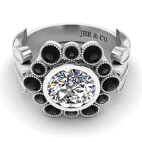 Bezel Styled Floral Engagement Ring In Sterling Silver - JBR Jeweler