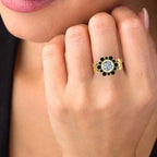 Bezel Styled Floral Engagement Ring In Sterling Silver - JBR Jeweler