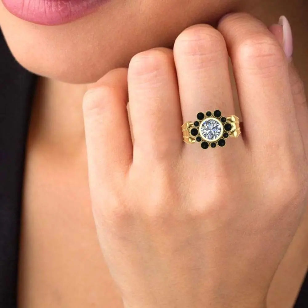 Bezel Styled Floral Engagement Ring In Sterling Silver - JBR Jeweler