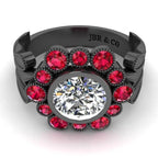 Bezel Styled Floral Engagement Ring In Sterling Silver - JBR Jeweler