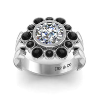 Bezel Styled Floral Engagement Ring In Sterling Silver - JBR Jeweler