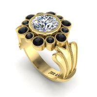 Bezel Styled Floral Engagement Ring In Sterling Silver - JBR Jeweler