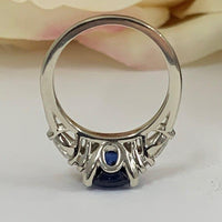 Blue Sapphire Cushion Cut 14K Solid White Gold wedding rings - JBR Jeweler