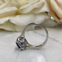 Blue Sapphire Halo Royal Blue Wedding Anniversary Gift Ring - JBR Jeweler