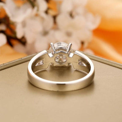 Brilliant 2.00Ct Round Cut Solid White Gold Accents Moissanite Engagement Wedding Ring - JBR Jeweler