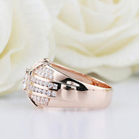 Brilliant 5.00MM Round Cut 14K Solid Rose Gold Unisex Accents Moissanite Engagement Ring - JBR Jeweler